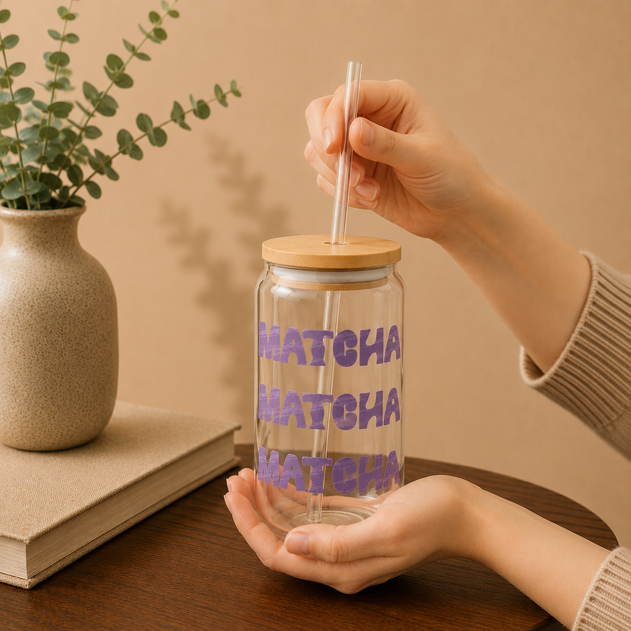 💗🍵 Sipperglas „Blush Matcha“