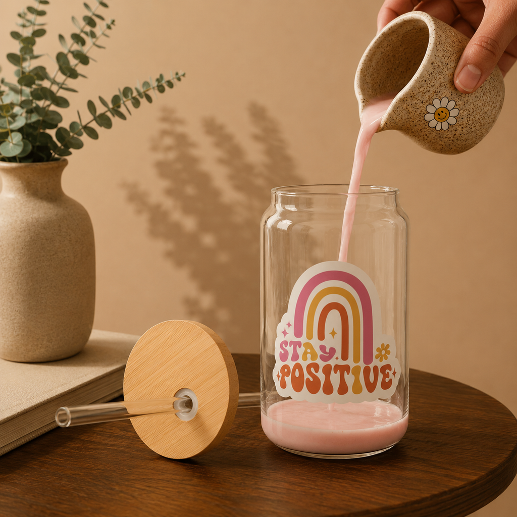 🌈 Sipperglas „Stay Positive“